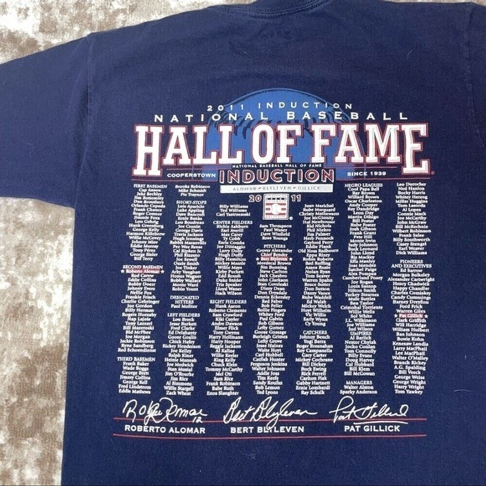 2011 National Baseball Hall Of Fame Induction Blue T-Shirt SZ M Alomar MLB HOF - Picture 7 of 7